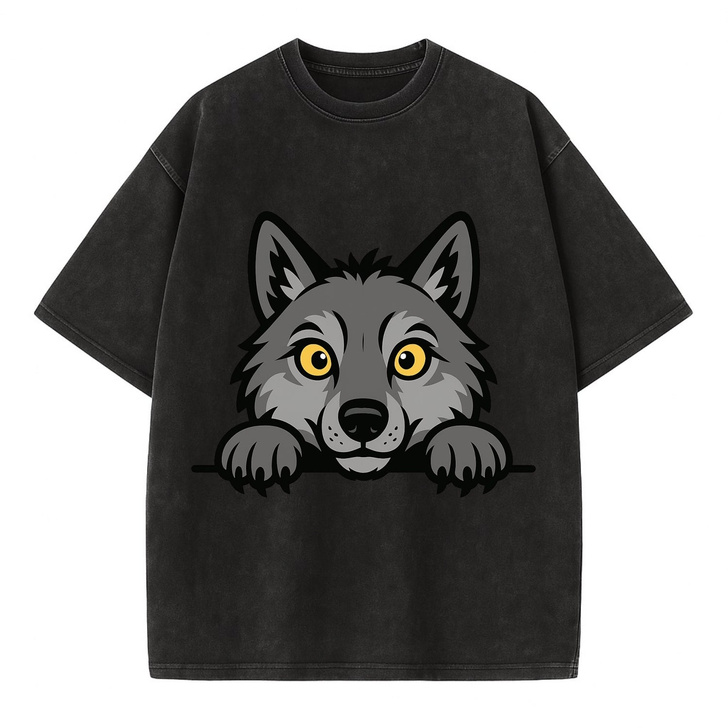 Wolf - Vintage T-shirt - Black