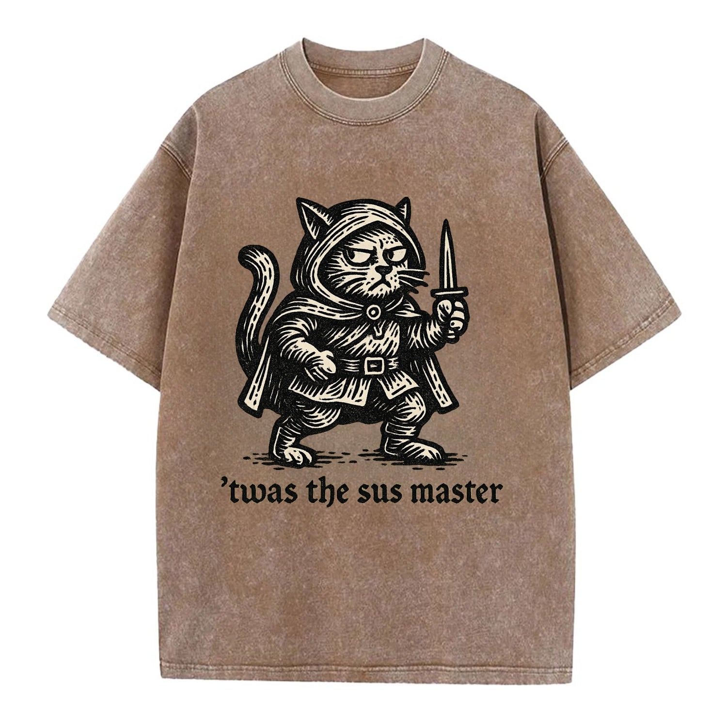 Sus Imposter Cat Spy - Vintage T-shirt - Brown